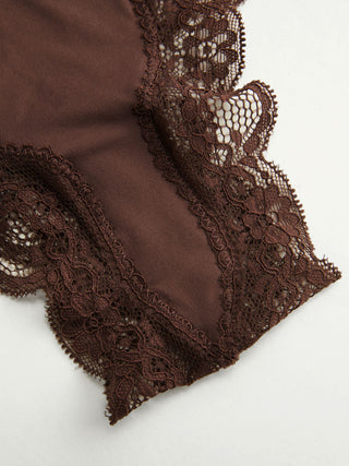 Jersey Jersey U-neckline Lace Trim Lingerie Set For Bedroom