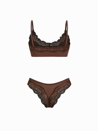 Jersey Jersey U-neckline Lace Trim Lingerie Set For Bedroom