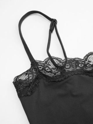 Jersey Square Neck Lace Trim Bodysuit