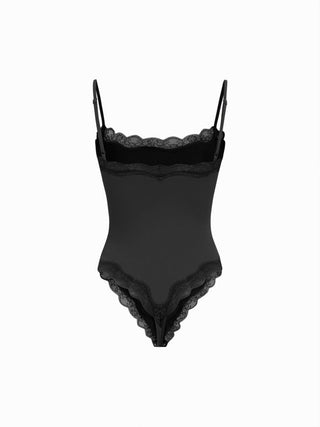 Jersey Square Neck Lace Trim Bodysuit