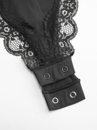 Jersey Square Neck Lace Trim Bodysuit