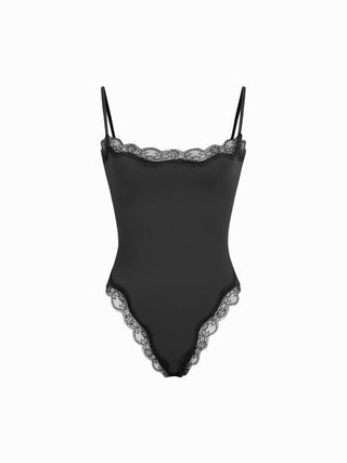 Jersey Square Neck Lace Trim Bodysuit