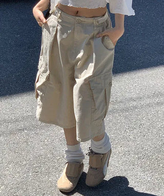 Wide Cargo Bermuda Pants - 2 colors