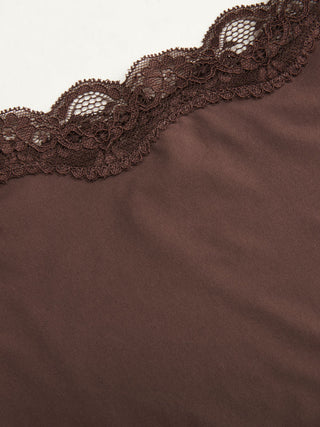 Jersey Square Neck Lace Trim Bodysuit