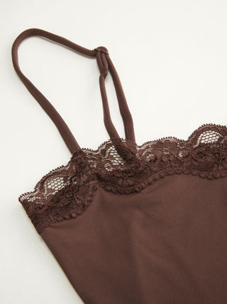 Jersey Square Neck Lace Trim Bodysuit