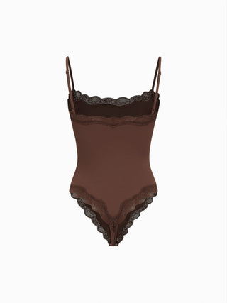 Jersey Square Neck Lace Trim Bodysuit