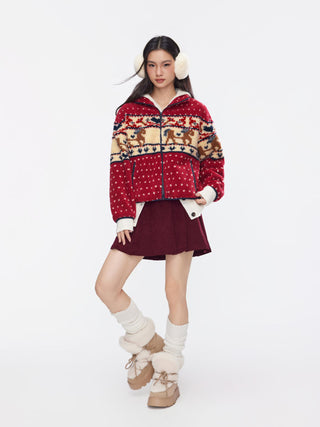 Fleece Collar Graphic Jacket