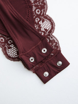 Jersey Square Neck Lace Trim Bodysuit