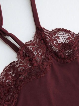 Jersey Square Neck Lace Trim Bodysuit