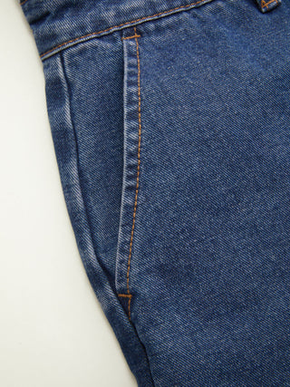 Denim V-Neck Button Front Metal Detail Jumpsuit