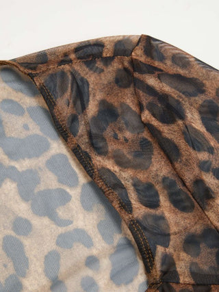 Chiffon Leopard Square Neck Bell Sleeve Top
