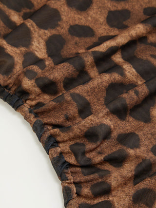 Chiffon Leopard Square Neck Bell Sleeve Top