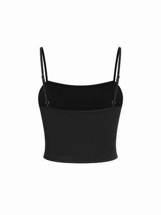 Knit Fabric Cotton-blend Textured Asymmetrical Neck Lantern Sleeve Oversized Top & Cami Top For Daily Casual