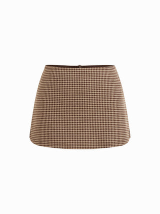 Jacquard Houndstooth Low Rise Split Mini Skort