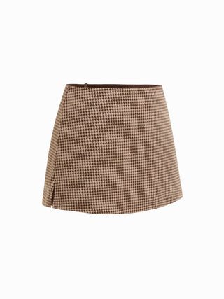 Jacquard Houndstooth Low Rise Split Mini Skort