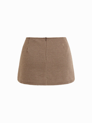 Jacquard Houndstooth Low Rise Split Mini Skort