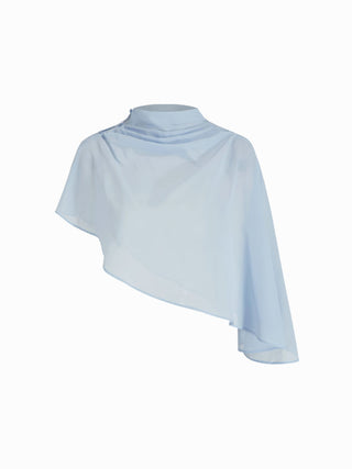Satin High Neck Cape Sleeve Maxi Dress