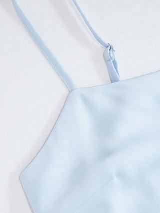 Satin High Neck Cape Sleeve Maxi Dress