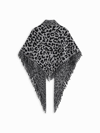 LEOPARD PRINT FRINGED SHAWL
