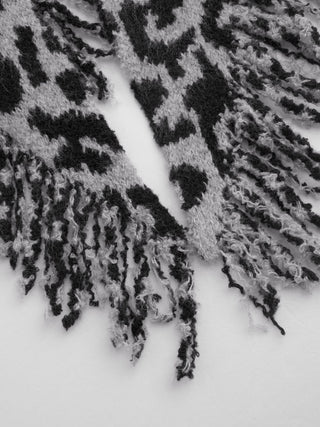 LEOPARD PRINT FRINGED SHAWL