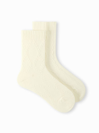 2 PAIRS ARGYLE KNITTED CREW SOCKS