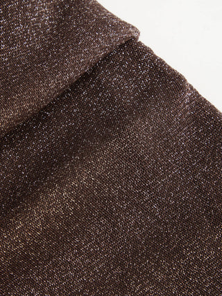 Metallic Cowl Neck High Rise Straight Maxi Dress