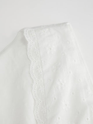 Woven Cotton-blend Sculptural V-neck Broderie Anglaise Floral Lace Trim Button Midi Dress For Vacation