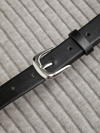 Knit Boat Neck Top With Belt