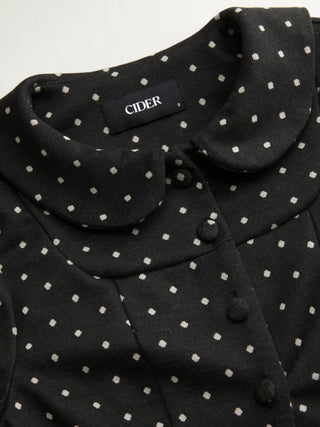 Polka Dot Peter Pan Collar Puff Sleeve Cropped Top