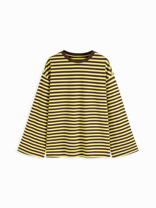 Cotton-blend Stripe Oversized Tee
