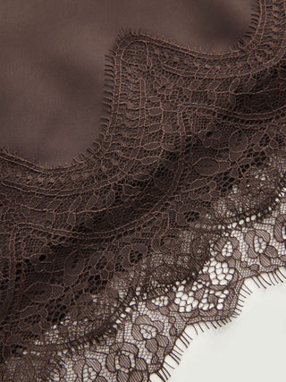 Satin High Rise Lace Panel Maxi Skirt