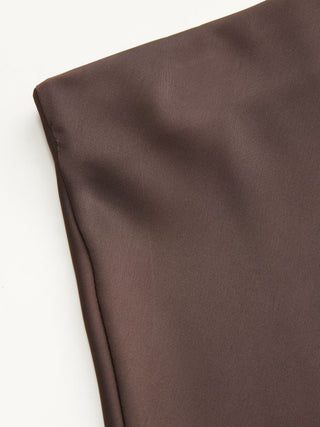 Satin High Rise Lace Panel Maxi Skirt