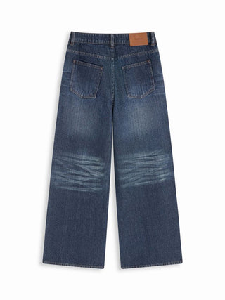 Washed Denim Low Rise Straight Leg Jeans