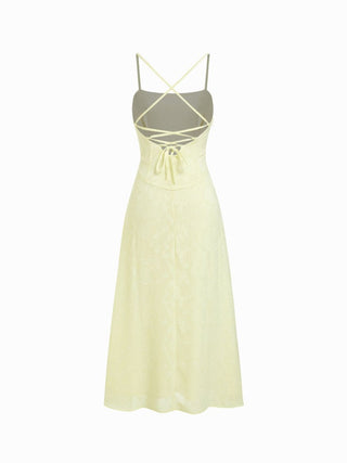 Jacquard Floral Tie Back A-line Maxi Dress