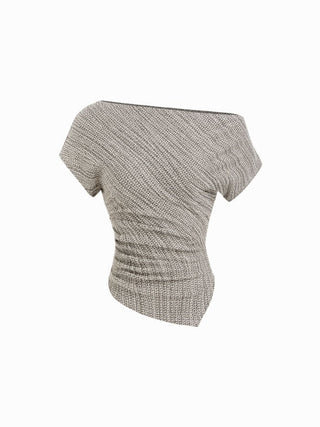 Cotton-blend Asymmetrical Neck Top