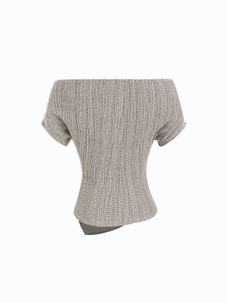Cotton-blend Asymmetrical Neck Top