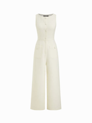 Tweed Boat Neck Jumpsuit