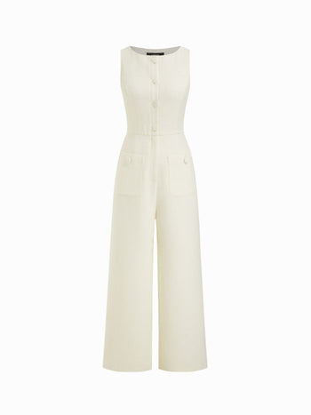 Tweed Boat Neck Jumpsuit