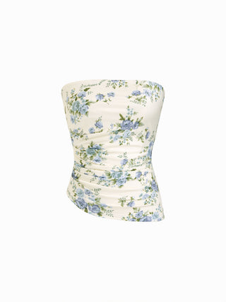 Floral Ruched Bandeau Top