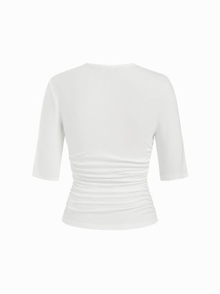 Mid Sleeve Ruched Tee