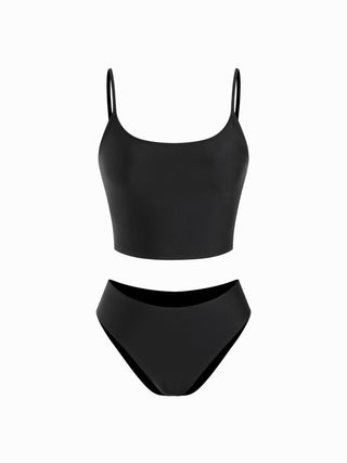 High Stretch Scoop Neck Tankini & Cheeky Bikini Set