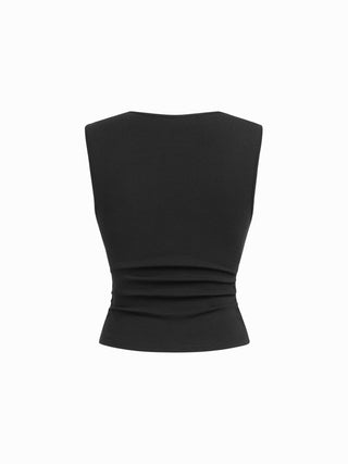 Cotton-Blend V-neck Ruched Top