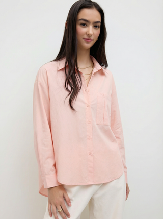 Cotton Collar Solid Long Sleeve Shirt
