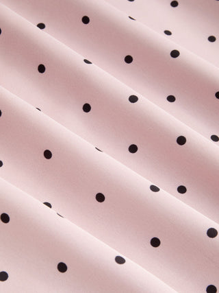 Satin Mid Rise Polka Dot Flared Maxi Skirt