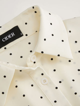 Chiffon Polka Dot Ruched Cinched Waist Batwing Sleeve Blouse