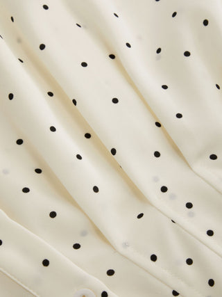 Chiffon Polka Dot Ruched Cinched Waist Batwing Sleeve Blouse