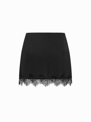 Low Rise Lace Trim A-line Mini Skirt