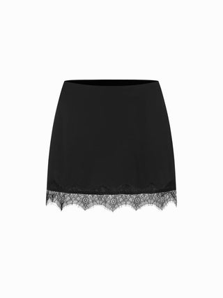 Low Rise Lace Trim A-line Mini Skirt