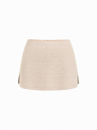 Jacquard Houndstooth Low Rise Split Mini Skort