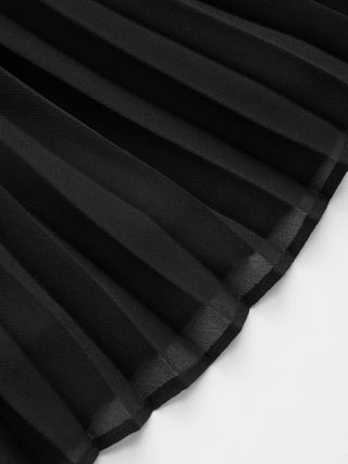 Boat Neck Pleated A-line Mini Dress